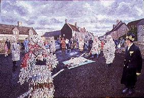 Boxing Day Mummers, Marshfield, 1998 (oil on board) (see also 107623) 
