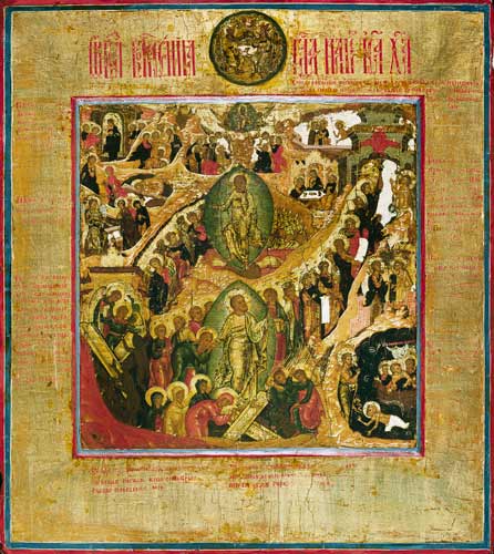 Hellish trip and resurrection Christi. from Ikone (russisch)