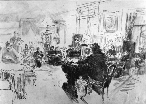 Wladimir Solowjow beim Vorlesen im Salon der Baronesse Barbara Uexkull von Hildenbandt from Ilja Efimowitsch Repin