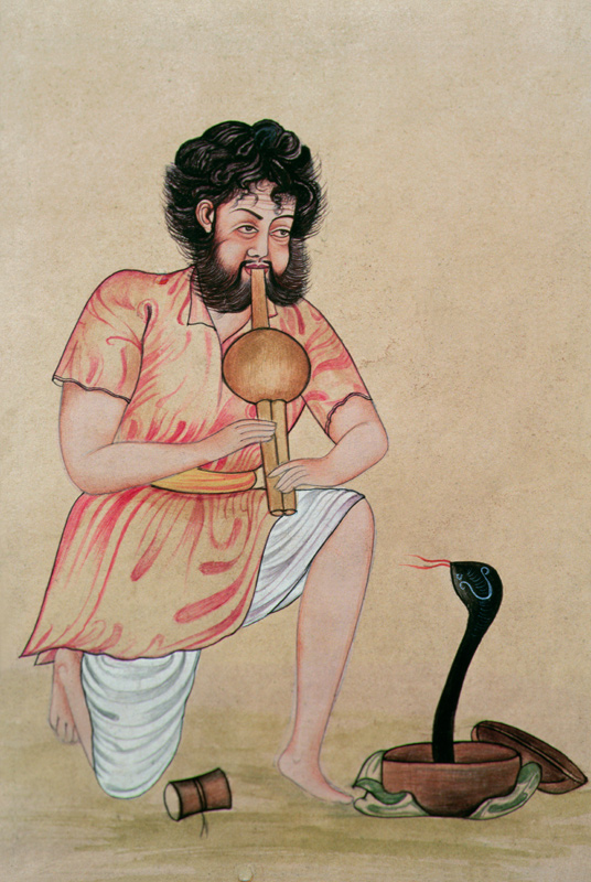 Snake Charmer (gouache and w/c on paper) from Indian School