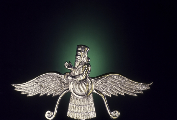 Faravahar, Zoroastrian parsi symbol (metal)  from Indian School