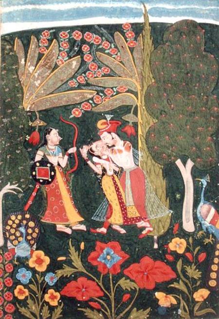 Lovers Embracing in a Forest, Bundi from Indian School