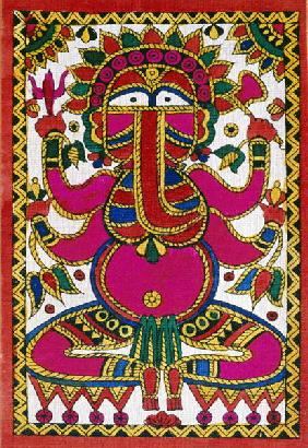 Elephant headed god Ganesh (oil on cloth) 