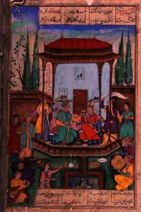 Iskandar Enthroned, folio 88a, from 'The Mirror of Alexander', written by Amir Khusrau Dihlavi (1253