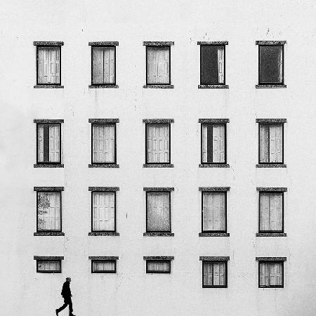 Windows and walking man