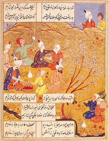 F.103v Open-air Feast, from a book of poems from Islamic School