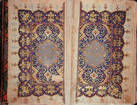 Illuminated pages of a Koran manuscript, Il-Khanid Mameluke School from Islamic School