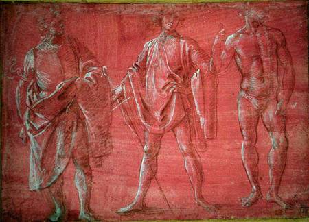 Two clothed models and a nude from Italian pictural school