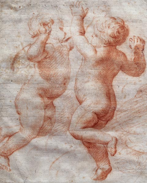 Two dancing putti from Italian pictural school