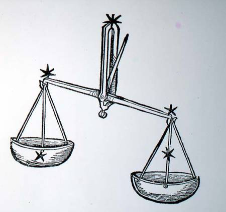 Libra (the Scales) an illustration from the 'Poeticon Astronomicon' by C.J. Hyginus, Venice from Italian pictural school