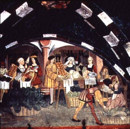 Medieval Marketplace Scene from Italian pictural school