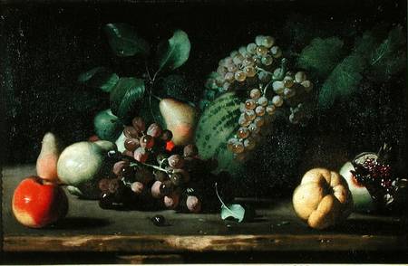 Still Life with Grapes and Pomegranate from Italian pictural school