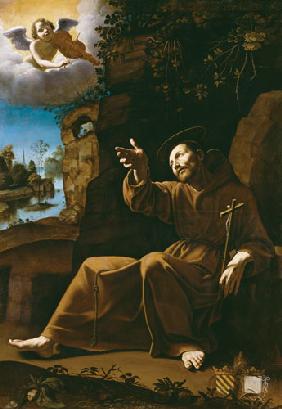 St. Francis of Assisi Consoled by an Angel Musician