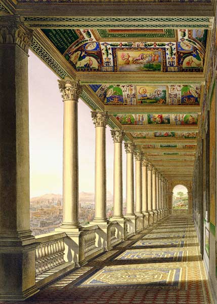 View of the third floor Loggia at the Vatican, with decoration by Raphael, from 'Delle Loggie di Raf from Italian pictural school