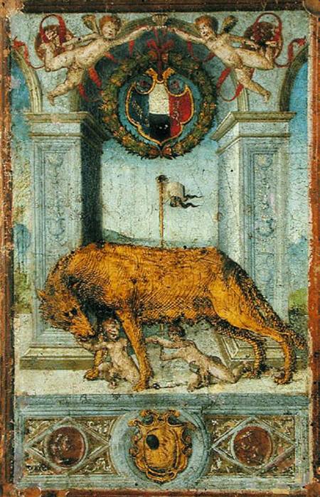 The She-Wolf Suckling Romulus and Remus from Italian pictural school