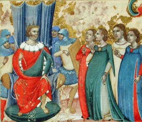 Salome asking Herod for the Head of St. John (vellum) from Italian School, (14th century)
