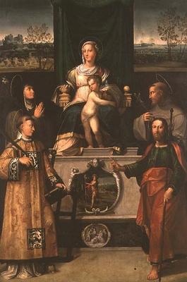 Madonna and Child Enthroned with Saints from Italian School, (16th century)