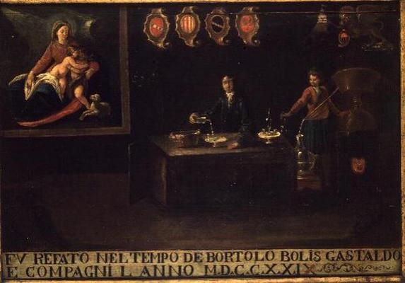 Sign of the Venetian Pharmacists' Guild, 1729 (panel) from Italian School, (18th century)