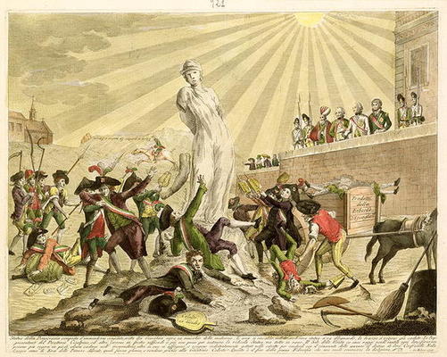 The Statue of Democracy, 1799 (coloured engraving) from Italian School, (18th century)