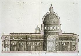 Longitudinal Cross-Section of St. Peter's in Rome, plate 26 from Part III of 'The History of the Nat