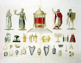 Hebrew Levi, Priest, King and Soldier with Sacred Furnishings and Musical Instruments, plate 2, clas