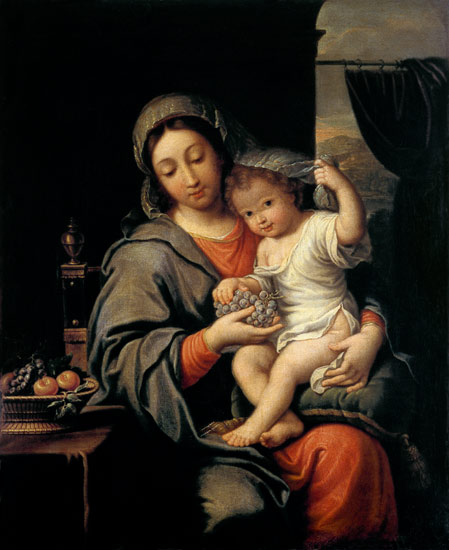 Madonna with child and grapes from Italian