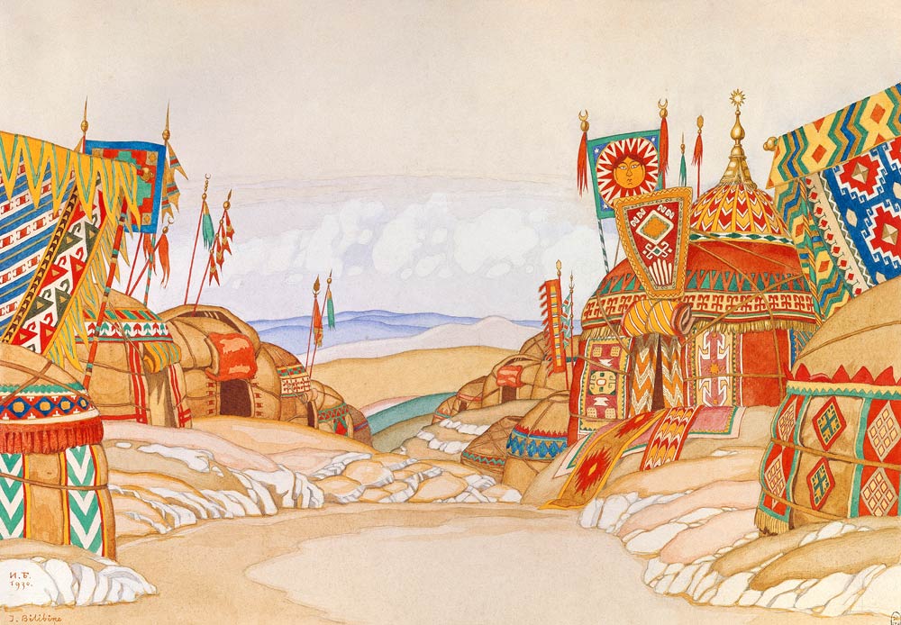 The Polovtsian camp. Stage design for the opera Prince Igor by A. Borodin from Ivan Jakovlevich Bilibin