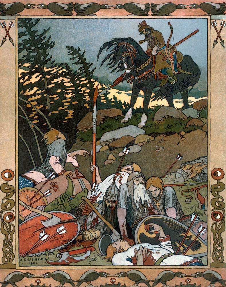 Illustration for the Fairy tale Marya Morevna from Ivan Jakovlevich Bilibin