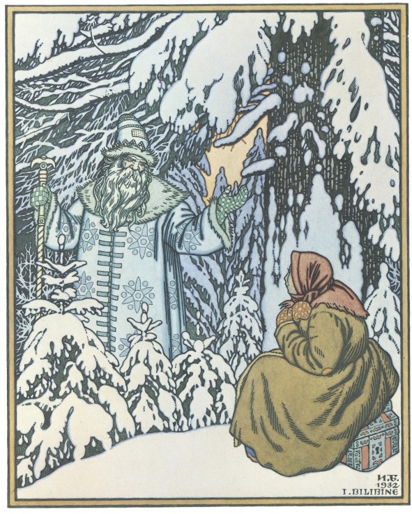Illustration for the Fairy tale Morozko from Ivan Jakovlevich Bilibin