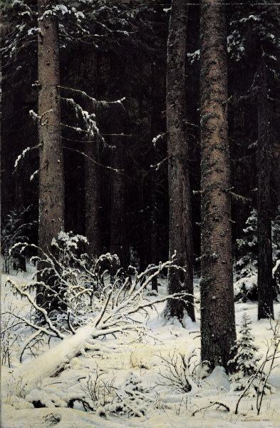 Shishkin / Fir trees in Winter, Painting from Iwan Iwanowitsch Schischkin