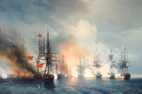 Russian-Turkish Sea Battle of Sinop on 18th November 1853 from Iwan Konstantinowitsch Aiwasowski