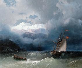 Shipping in Stormy Sea