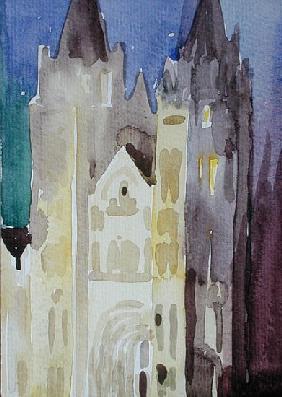 Main Entrance of The Natural History Museum, London, Evening, 1994 (w/c on paper) 