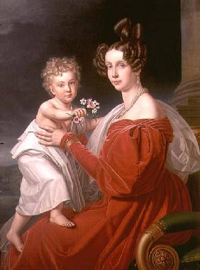 Archduchess Sophia of Austria (1805-72) with her two year old son Franz Joseph (1830-1916) (later Em