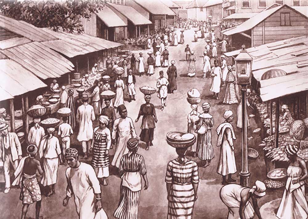 Freetown, from MacMillan school posters, c.1950-60s from J. Macfarlane