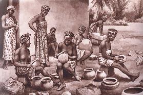Making pottery in West Africa, from MacMillan school posters, c.1950-60s