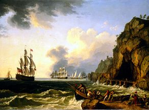 A British warship and other ships in the bay of Naples from Jacob Philipp Hackert