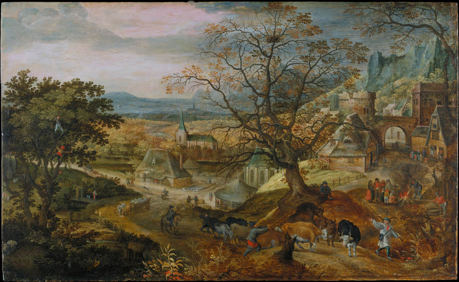Landscape with Village: "Autumn" from Jacob Savery