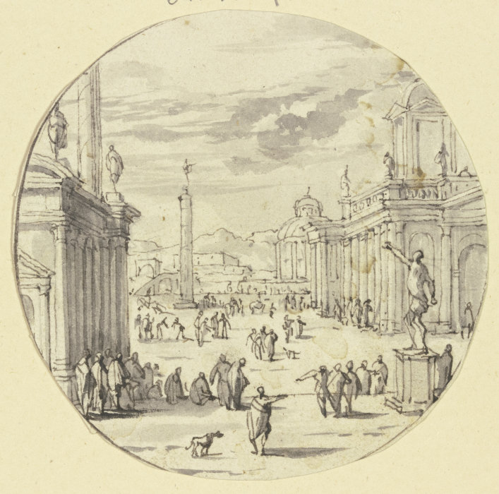 Großer Platz mit Prachtgebäuden und einem Obelisken from Jacob van der Ulft