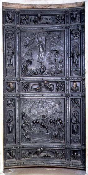 Burial and Transfiguration of Christ, door relief