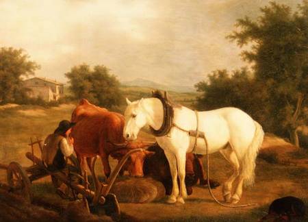 The Plough team resting from Jacques-Laurent Agasse