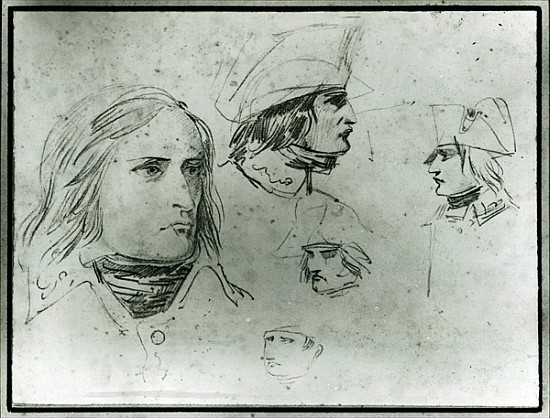 Sketches of Napoleon Bonaparte, 1797 (pencil) from Jacques Louis David