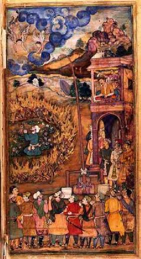 Ibrahim Khalil Praying Within a Circle of Blazing Logs, from the Hadiqat Al-Haqiqat (The Garden of T