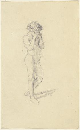 Nude of a boy, crying
