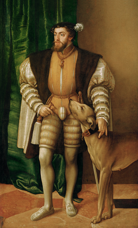Emperor Charles V with his dog from Jakob Seisenegger