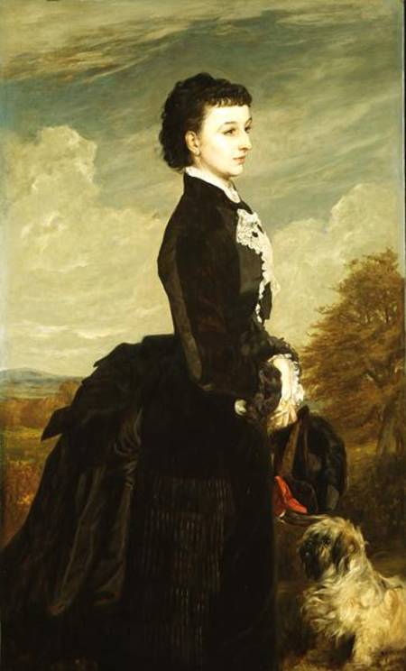 Portrait of a Lady in Black with a Dog from James Archer