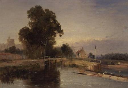 Barge with a Lock Gate and Windsor Beyond from James Baker Pyne