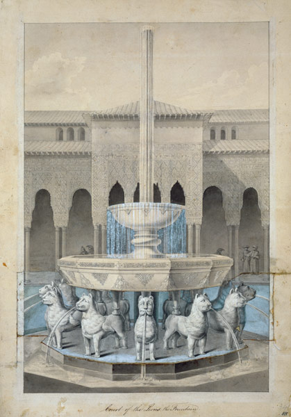 Fountain in the Court of the Lions, Alhambra, from 'The Arabian Antiquities of Spain' from James Cavanagh Murphy
