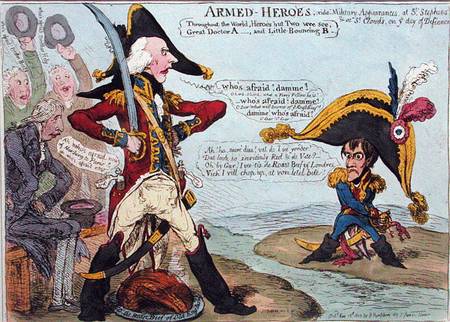 Armed Heroes, or Military Appearances at St. Stephen's & at St. Cloud's on the Day of Defiance from James Gillray