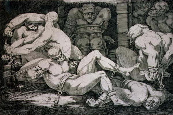 Ugolino and his Sons in the Tower of Famine (pen & ink on paper) from James Jefferys